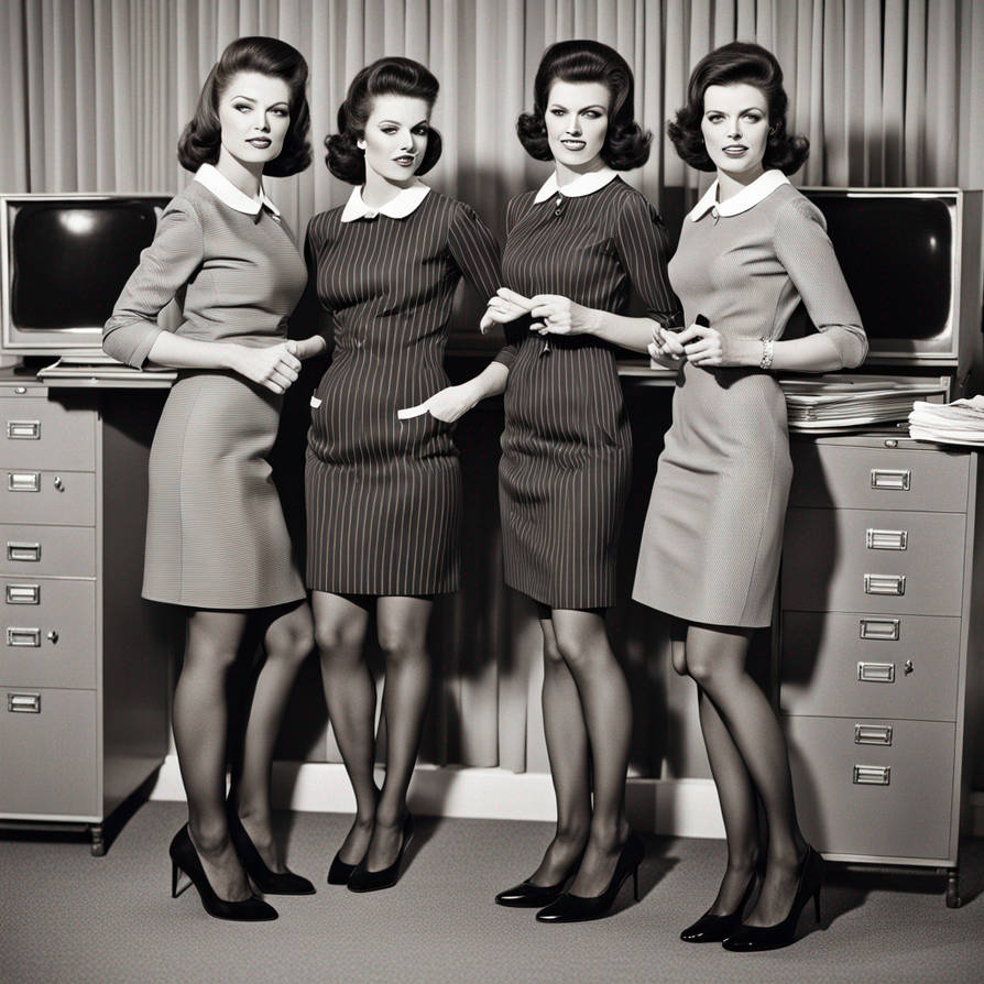 3 Pretty Secretaries Working In A 1960s Office All by 2024Darwin on ...