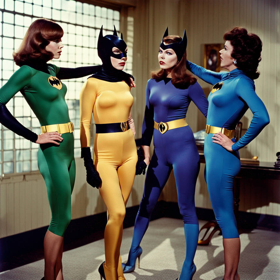 Yvonne Craig With 2 Women Wearing Batgirl Costumes By 2024Darwin On yvonne-craig-with-2-women-wearing-batgirl-costumes-by-2024darwin-on