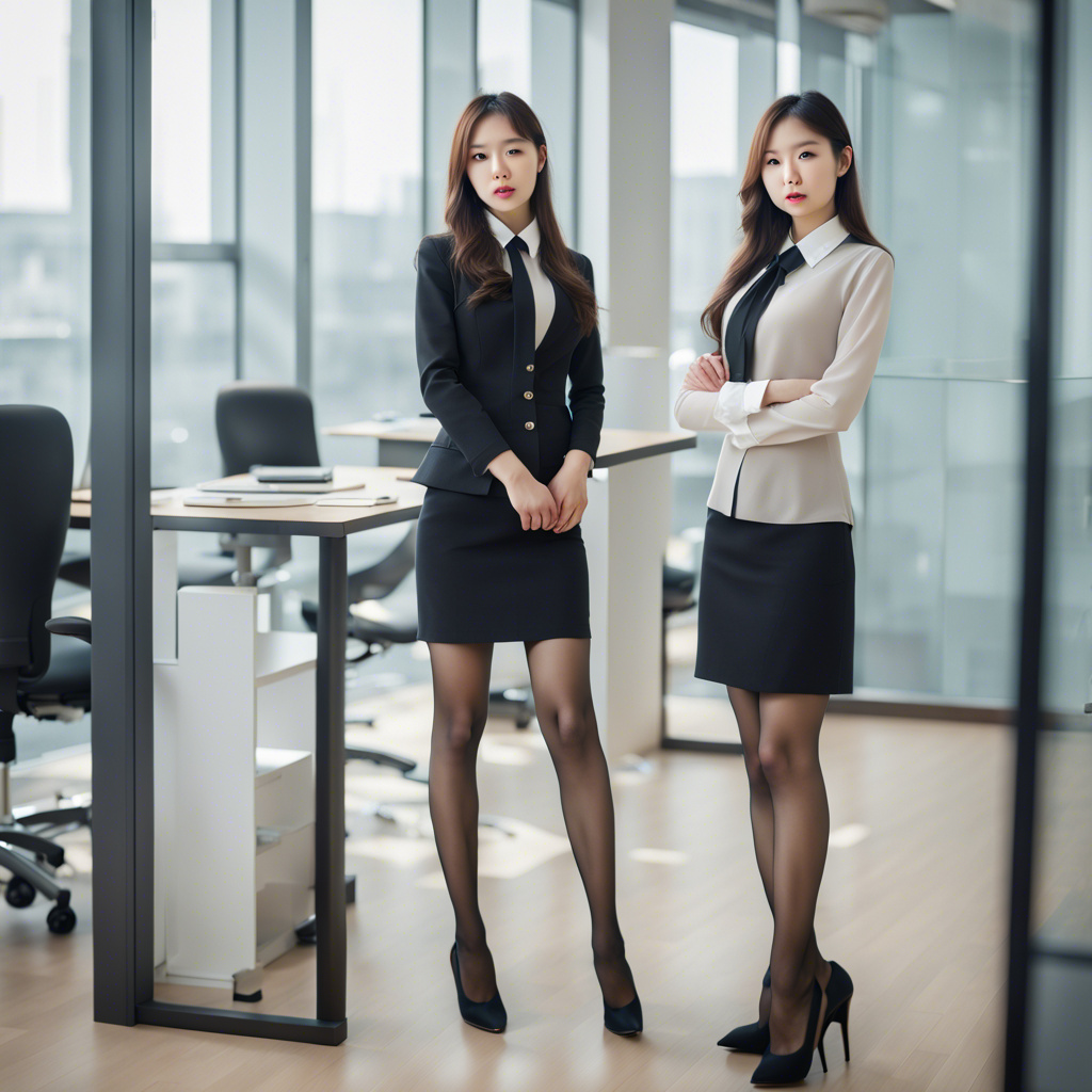 cute Asian secretaries wearing business dresses, by 2024Darwin on ...