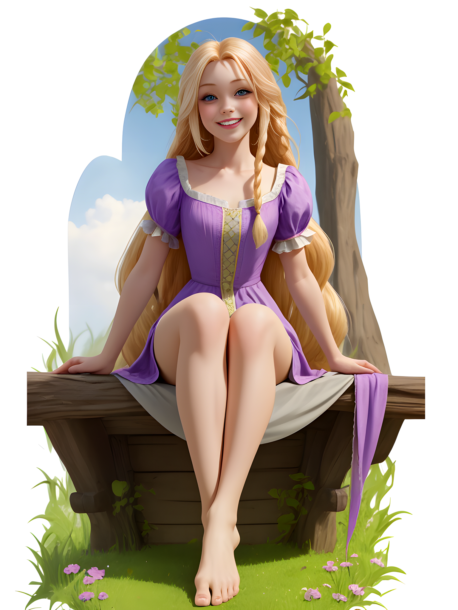 Rapunzel feel the grass