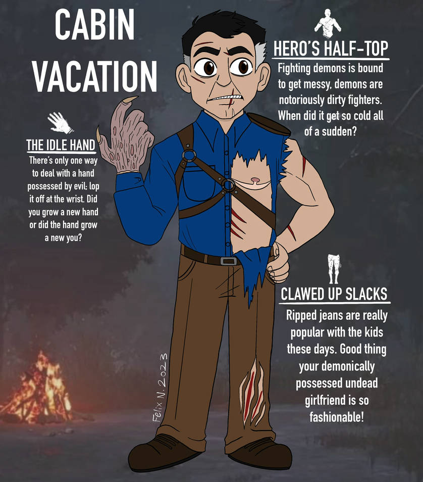 Dbd Ash DBD Ash skin concept: Cabin Vacation by frankenfreakie on DeviantArt