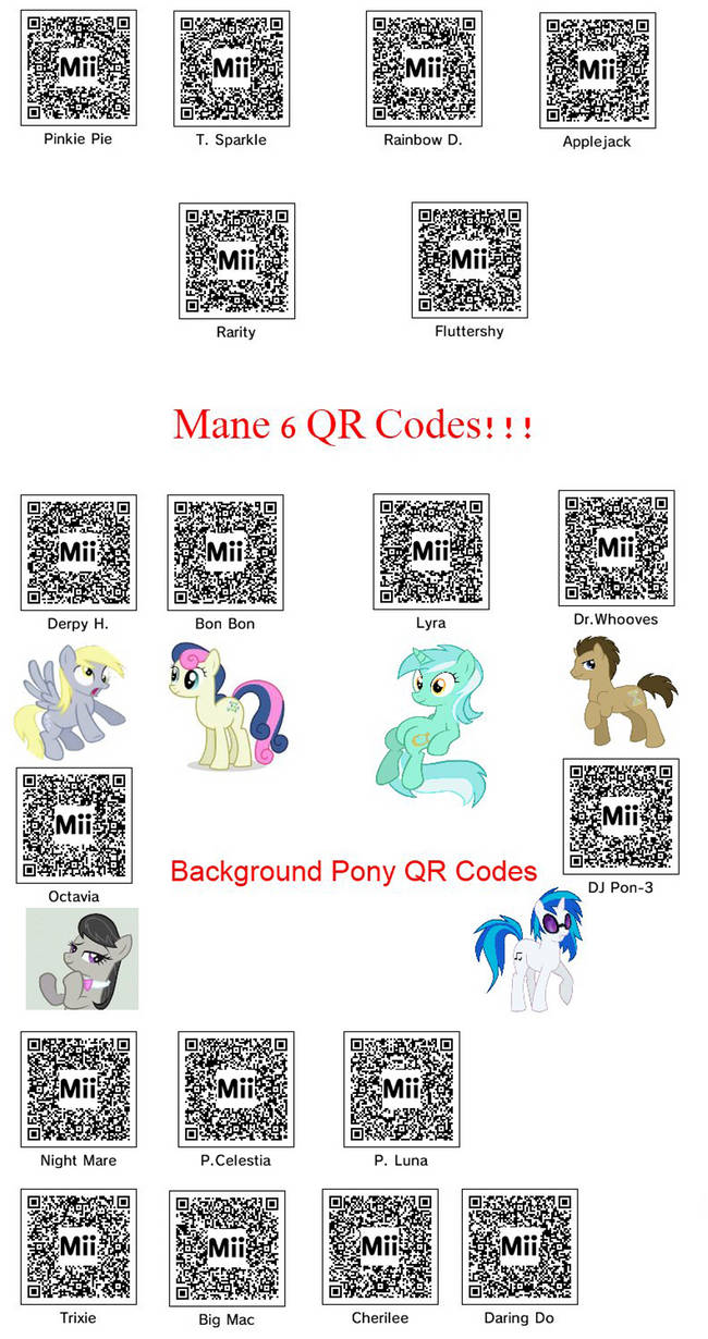Mini Code Scan Equestria The Mii code quick scan sheet by kingkid1995 on DeviantArt