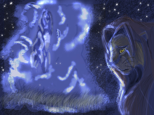Simba Ghost TLK Simba and Mufasa ghost. by BlackClawedLion on DeviantArt