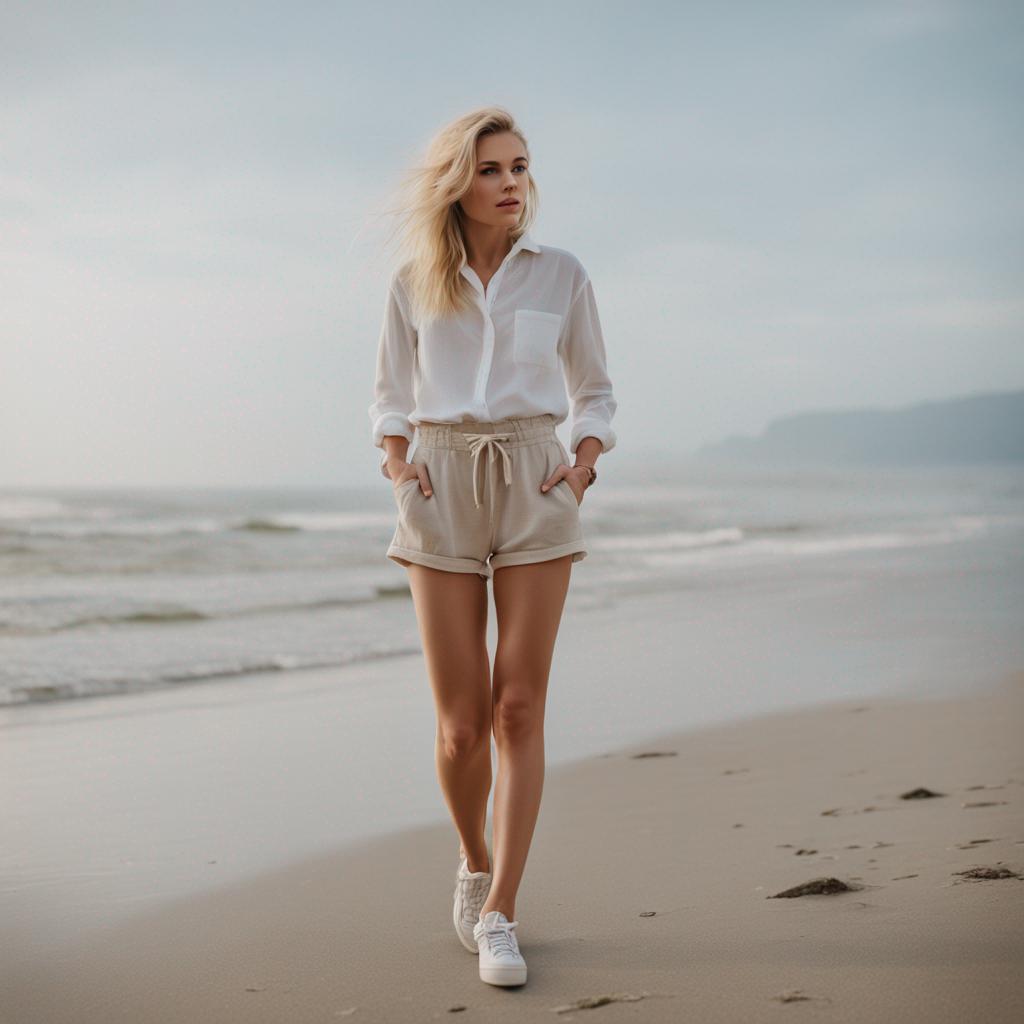 Enjoying a walk on the beach.