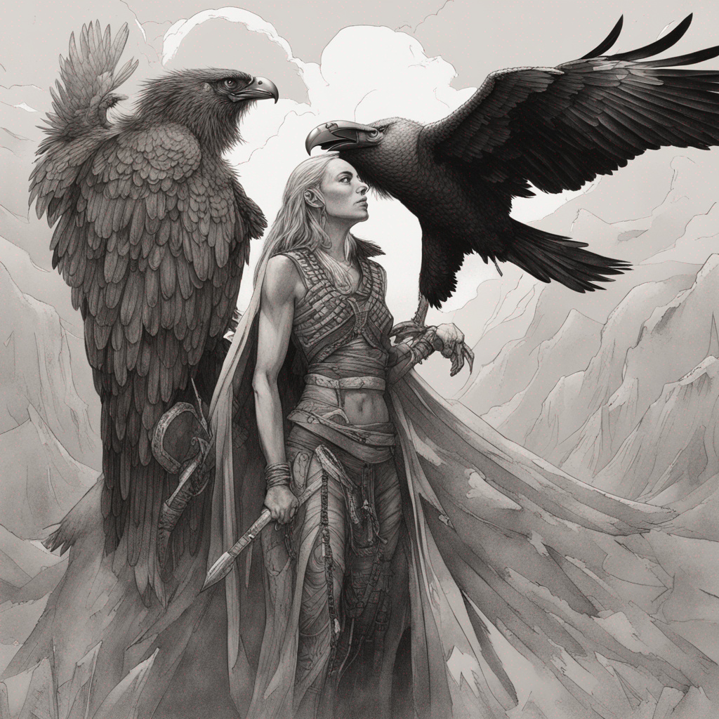 Vulture And Warrior Woman b