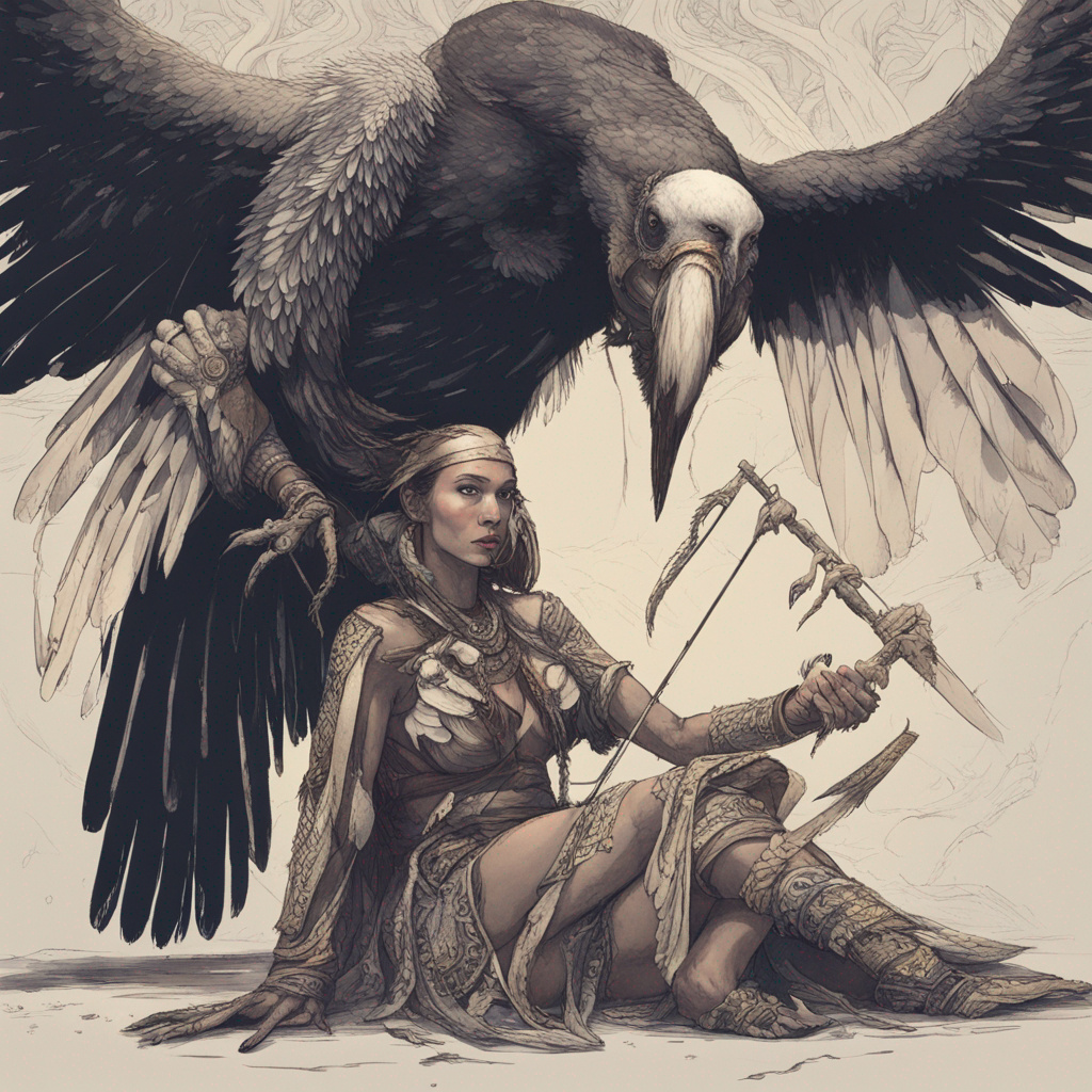 Vulture And Warrior Woman a