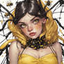 Pretty bee girl in a spider webb b