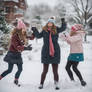 Girls having a snowballfight 4