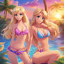 Barbie and Rapunzel in bikinis a