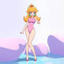 Princess Peach Wearing A Pink Swimsuit