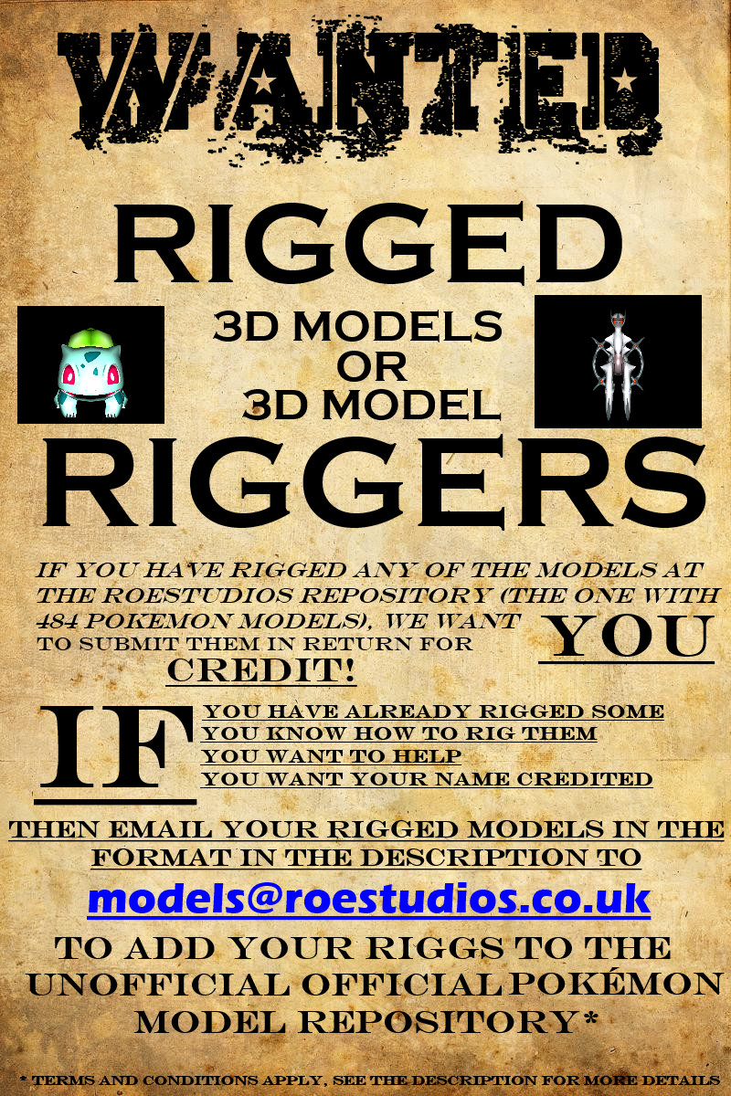 Riggers And Rigged Models Wanted!