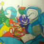(G) Snuggles under the mistletoe