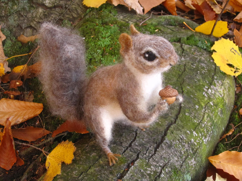 Needle Felted Gray Squirrel