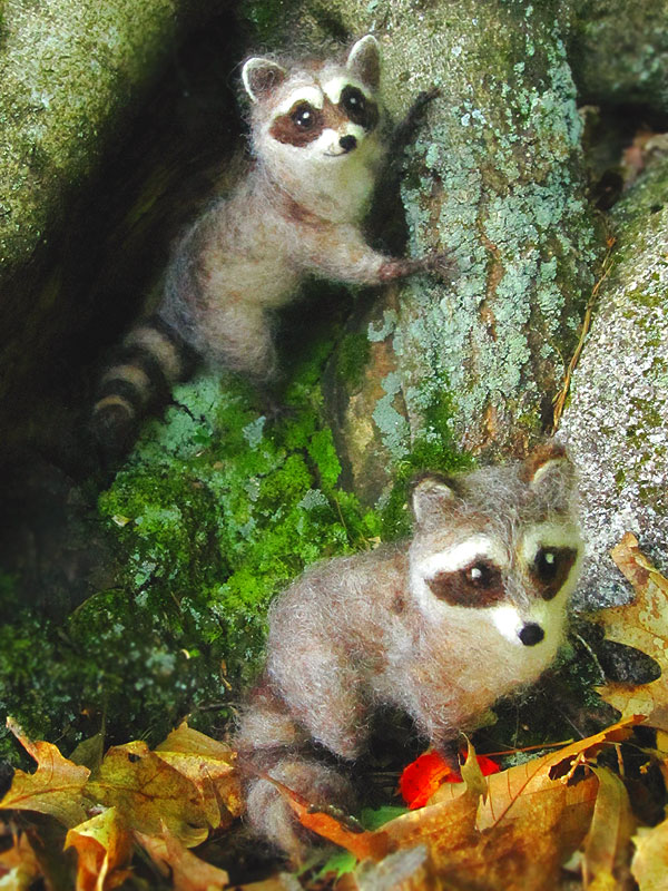 Needle Felted Raccoons