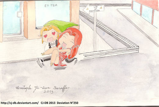 Malon and Link modern in chibi