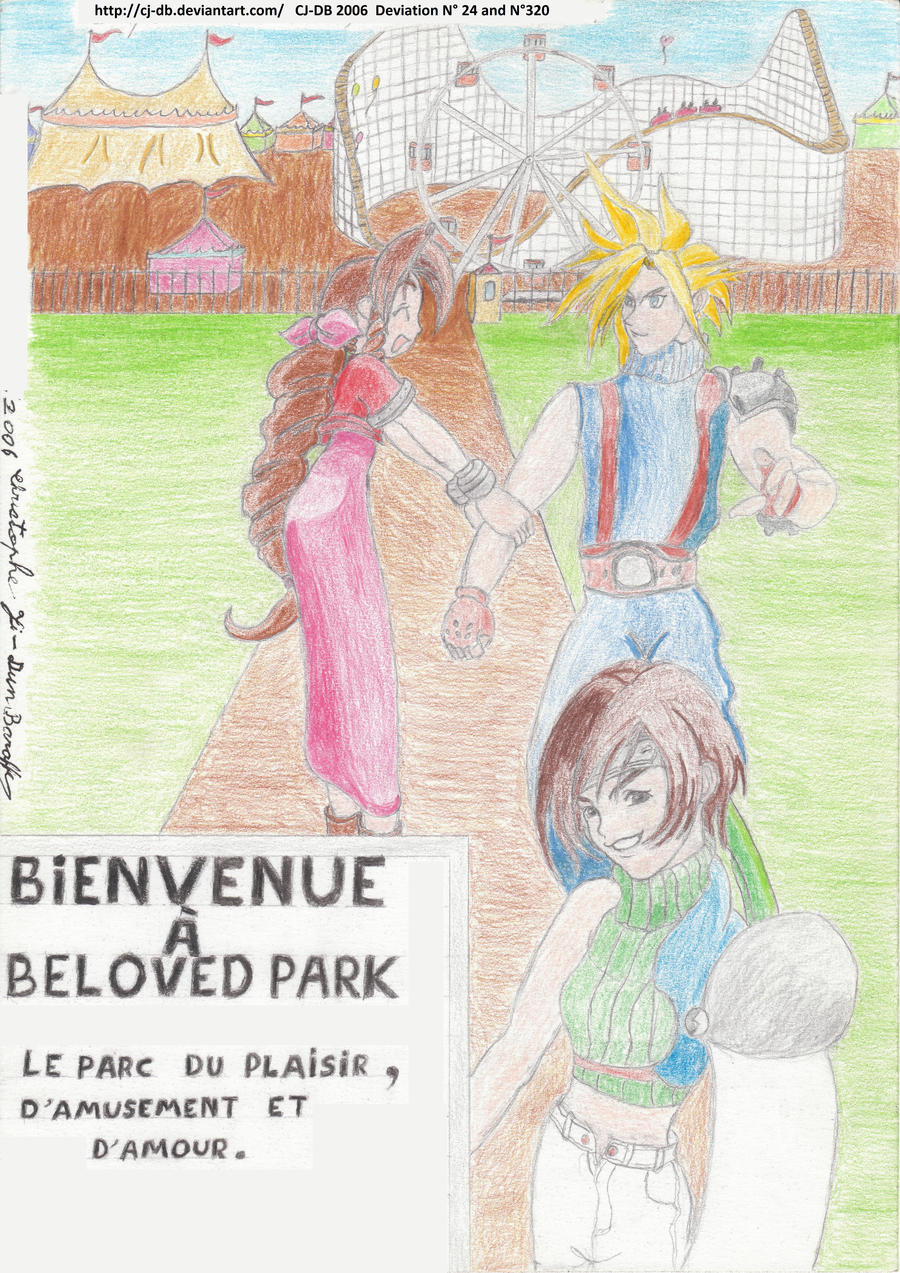 Aerith and Cloud in amusement park