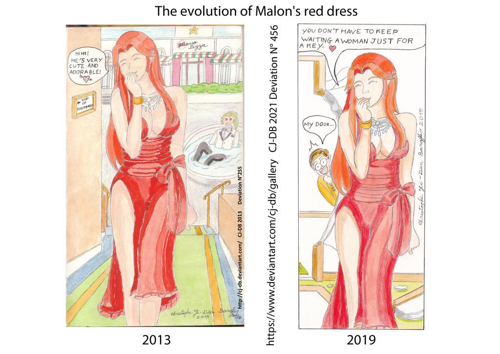 The evolution of Malon's red dress