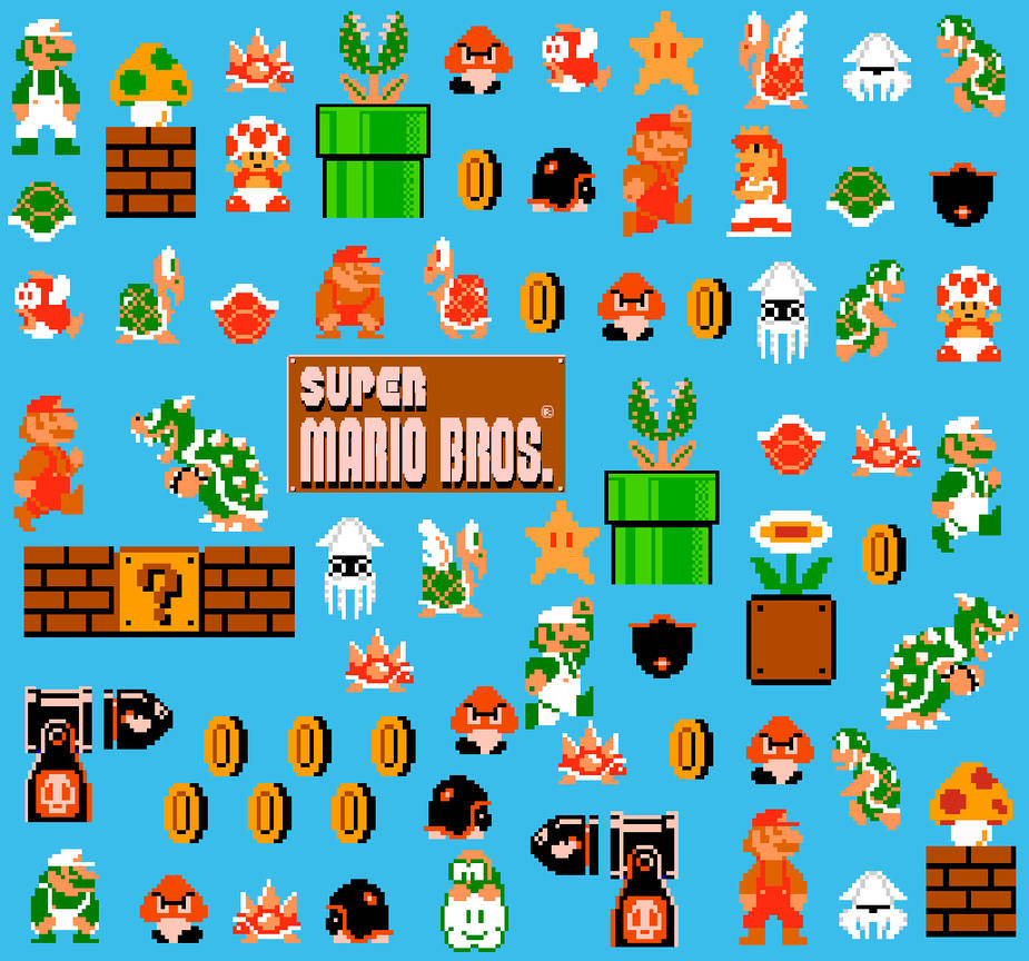 Super Mario Bros 8 bit Pattern (Light Blue) by Junior3DSYMas on DeviantArt