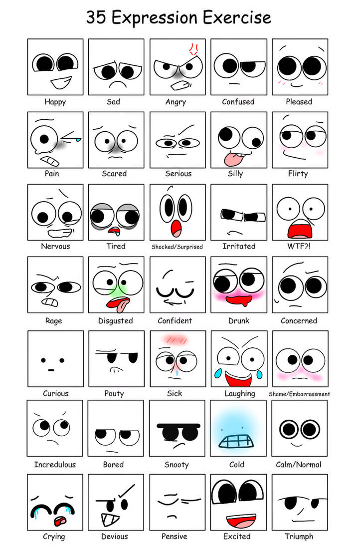 35 expression chart by Coolcake-1994 on DeviantArt