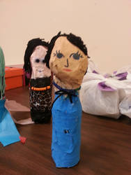 Bottle Doll Paper Mache Sculptures