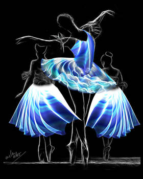 The three dancers in blue dress