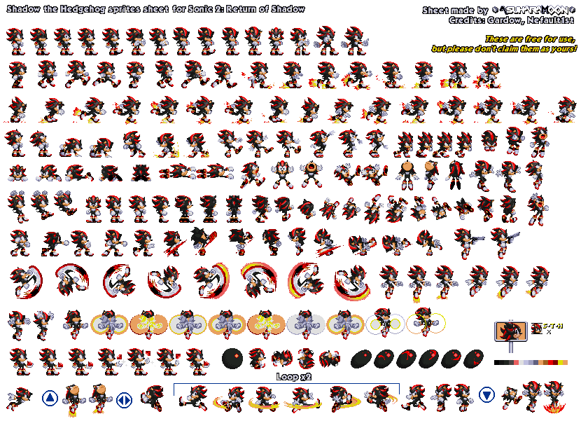 Shadow The Hedgehog Sprites Sheet For Sonic 2 Ros By Asuharamoon On