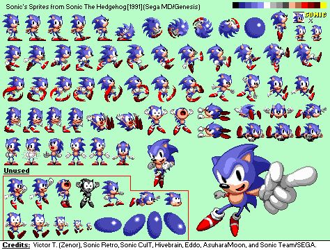 Sonic The Hedgehog (1991) - Sonic's Sprites by AsuharaMoon on DeviantArt