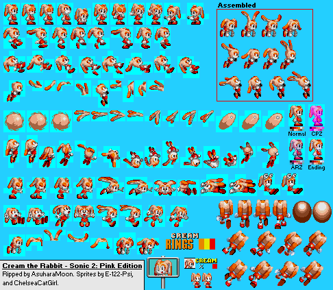 Cream the Rabbit (S2: Pink Edition) - Sprite Sheet by AsuharaMoon on ...