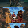Kiara, Kovu, Timon and Pumbaa run from the Zombies