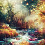 Relaxing River with Golden Leaves