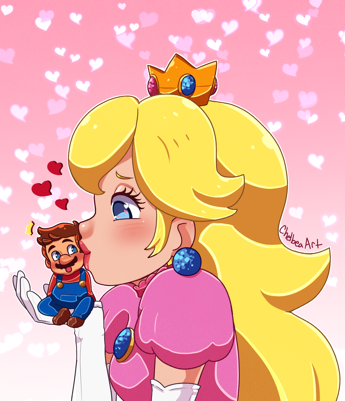 Peach And Small Mario by ChelbeaArt on DeviantArt