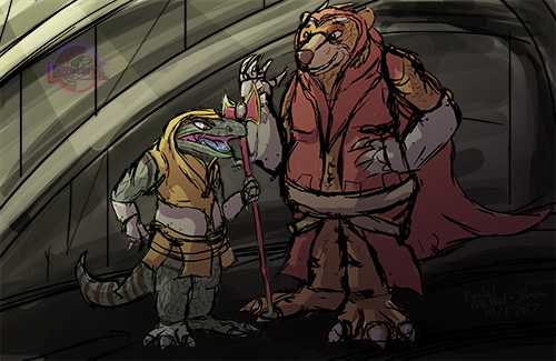 Bear Pilot and Lizard Warrior