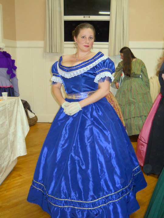 Blue Victorian gown with evening bodice