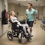 Visiting prego brain damaged wife at therapy