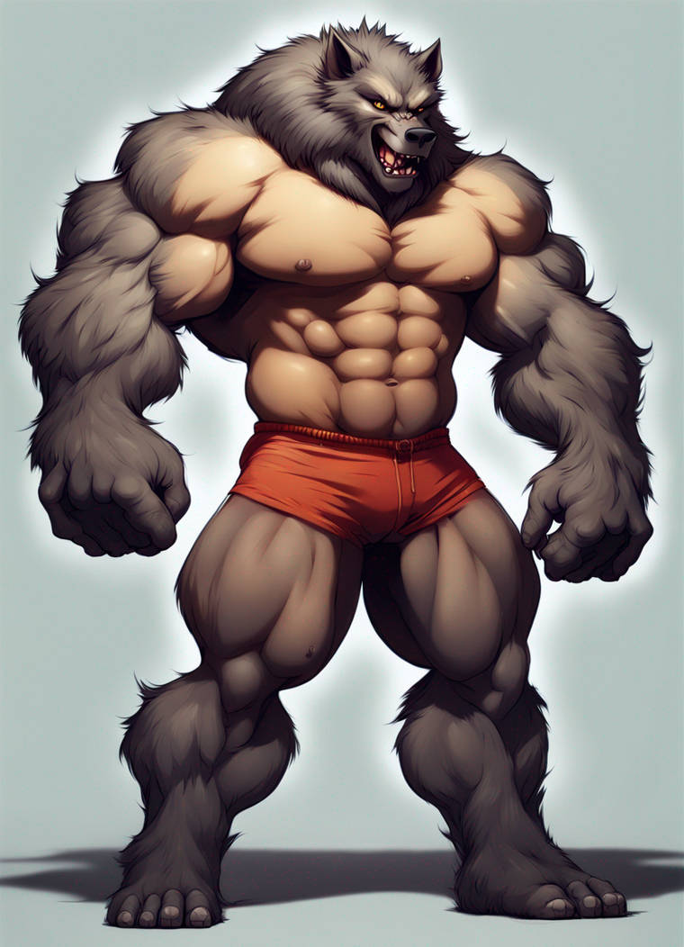 Super Strong Fluffy Werewolf bigger furry hyper ma