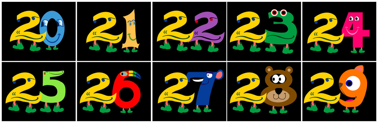 Number Creatures 20-29 (REUPLOAD) by victordaniel7208 on DeviantArt