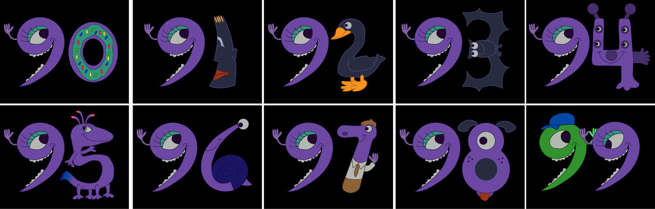 Number Creatures 90-99 (REUPLOAD) by victordaniel7208 on DeviantArt