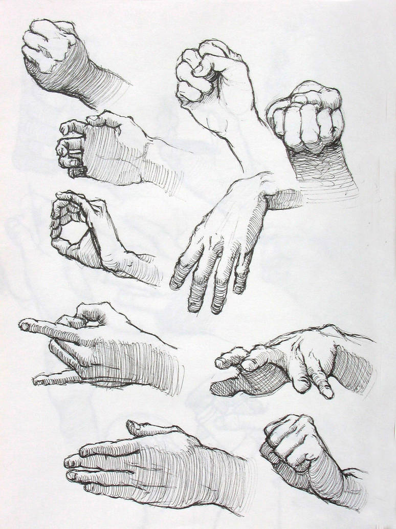Hand Studies in Ink 2 by lovablemikey on DeviantArt