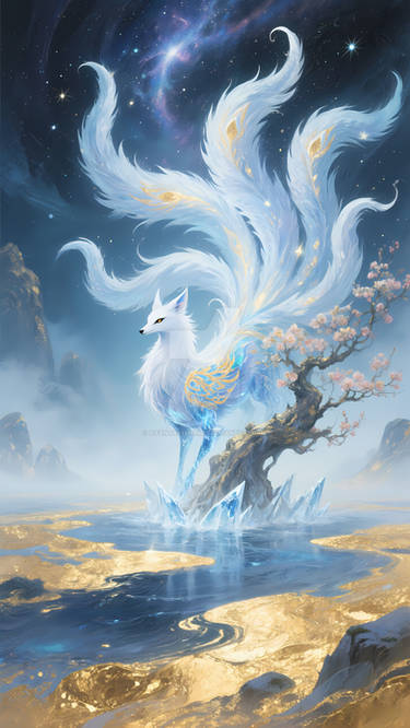 Spririt Fox Spirit Fox in Sakura Night by AIFantasyFrames on DeviantArt