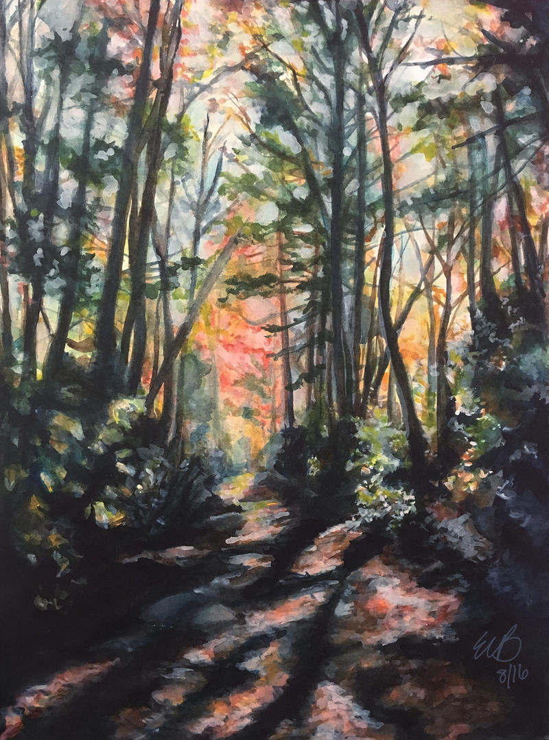 Forest Path in Watercolor
