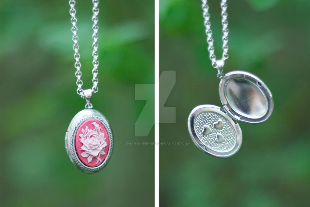 Cute Locket Pendant with Rose Pink Cameo