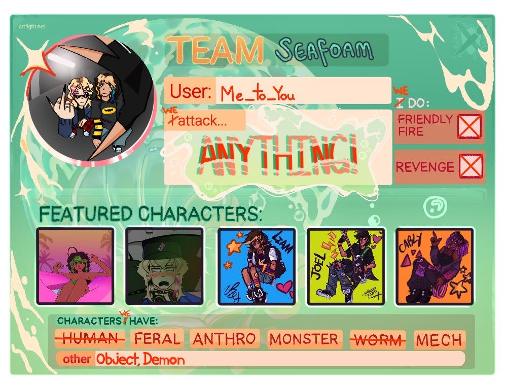ArtFight Team Sheet by Davemillersmullet on DeviantArt