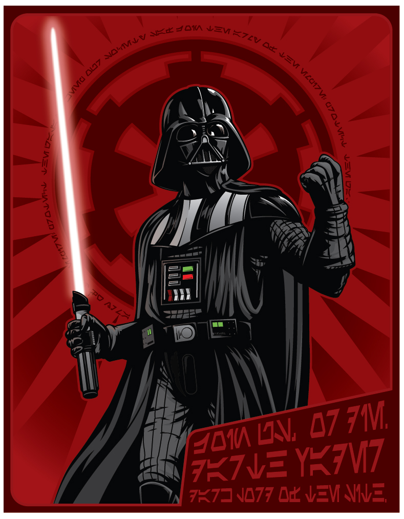 Darth Vader red and black sticker decal Star Wars Empire propaganda poster style