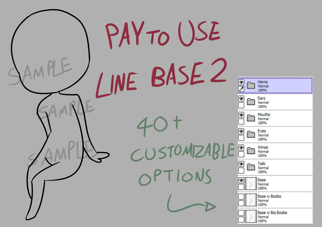 PTU Lineart Base 2 - 10 Points: Sitting