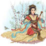 Chinese woman  plays the balalaika