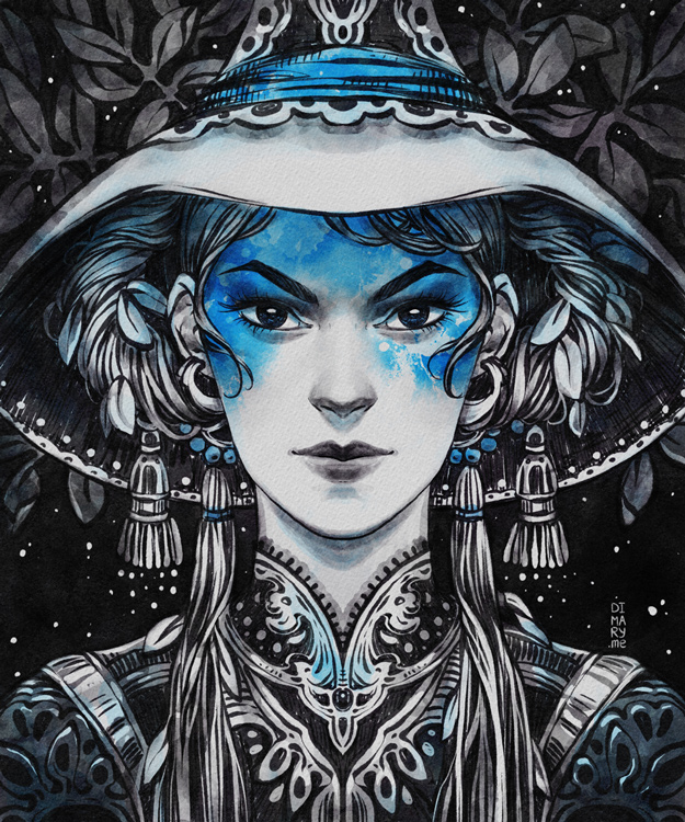 Inktober: Ebony Witch by dimary