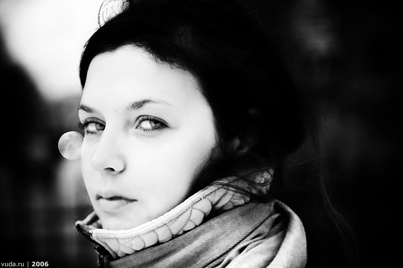 Portrait of girl with circle.