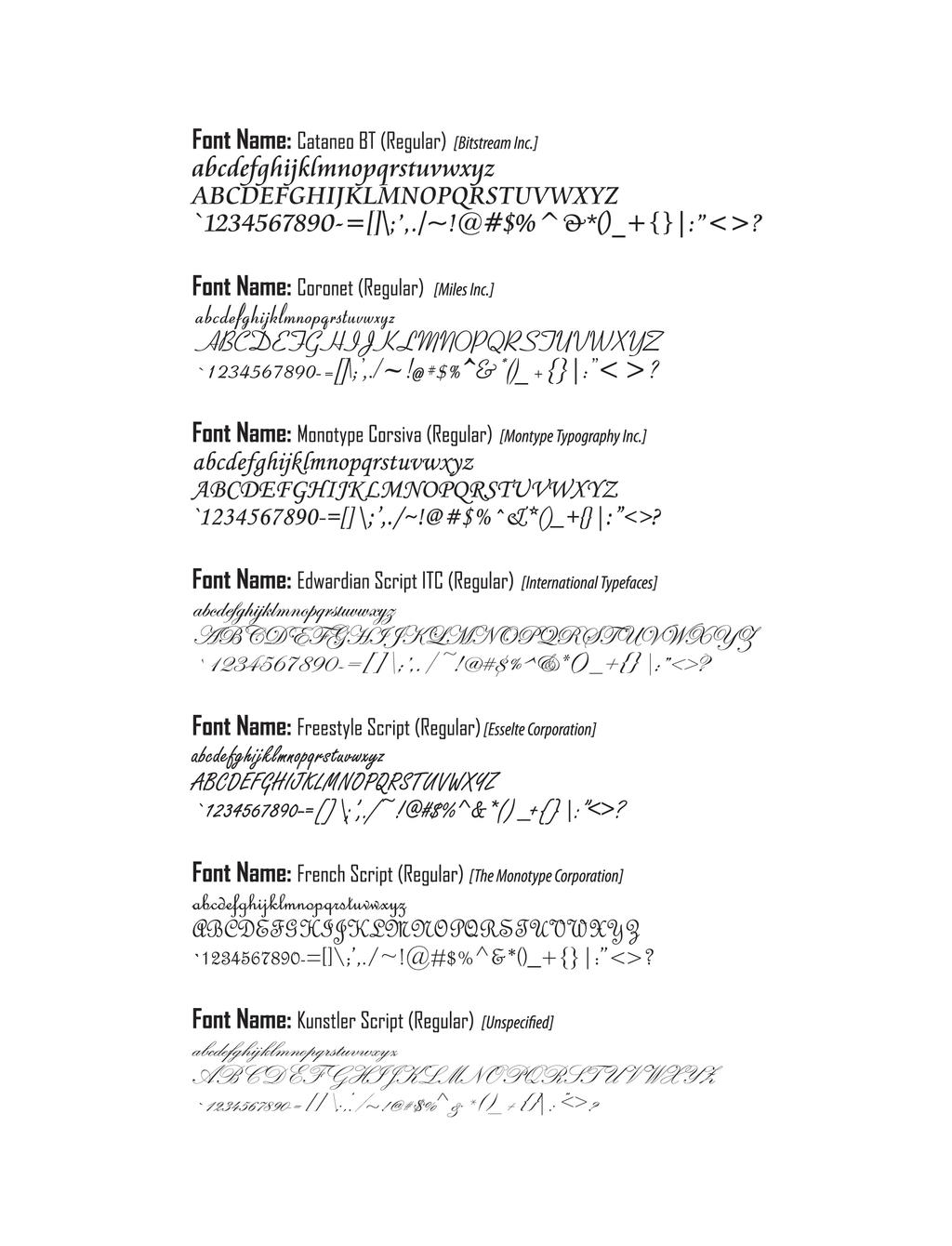 Font Book - Script Fonts by kingjules71 on DeviantArt