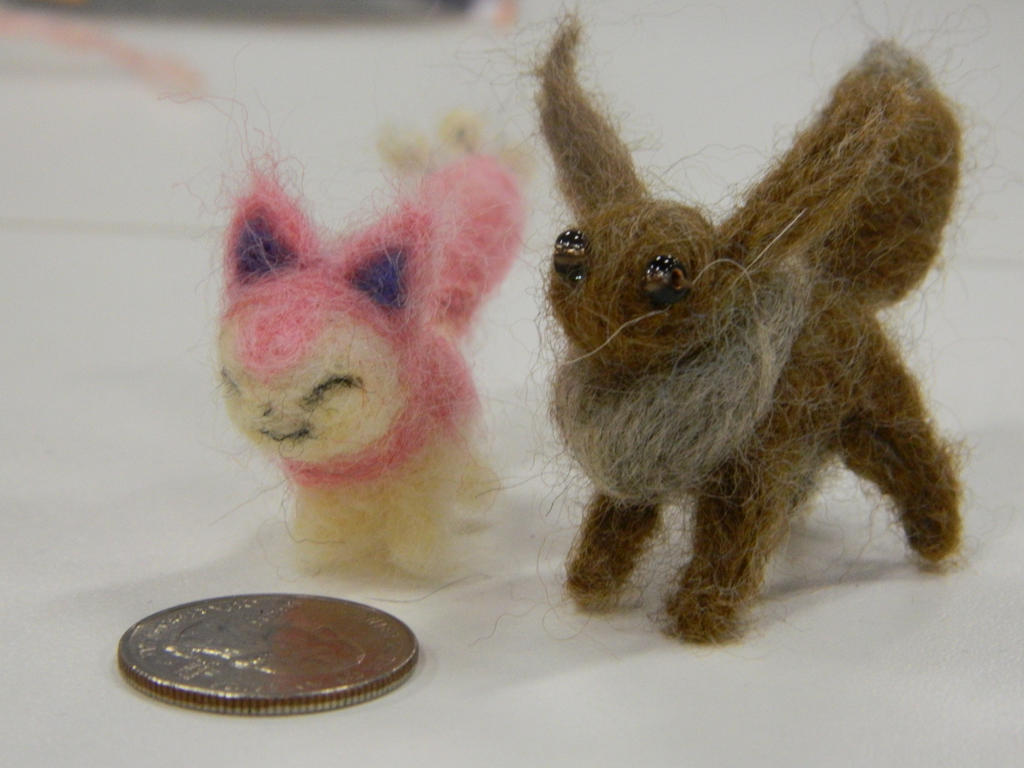 Skitty and Eevee Needlefelted