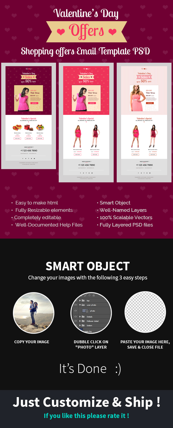 Valentines Day Shopping Offers E-Newsletter PSD